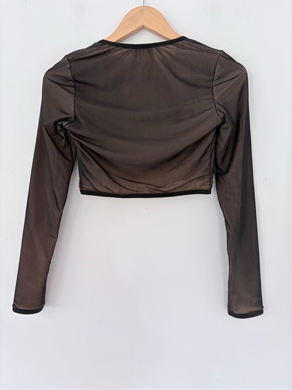 EDIKTED Megan Corset Boning Crop LS Top Black Mesh Nude Underwire Accent NWOT M - Picture 10 of 14